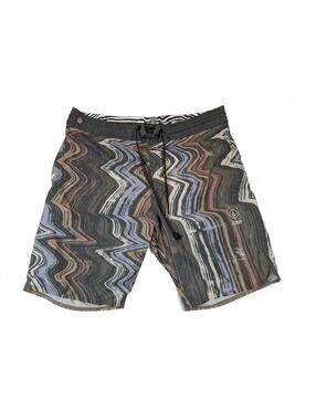 Volcom Board Shorts Surf Swim Abstract Stripe Trunks Mens 34 36x9